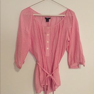 GAP Pink and White Stripe Button Front